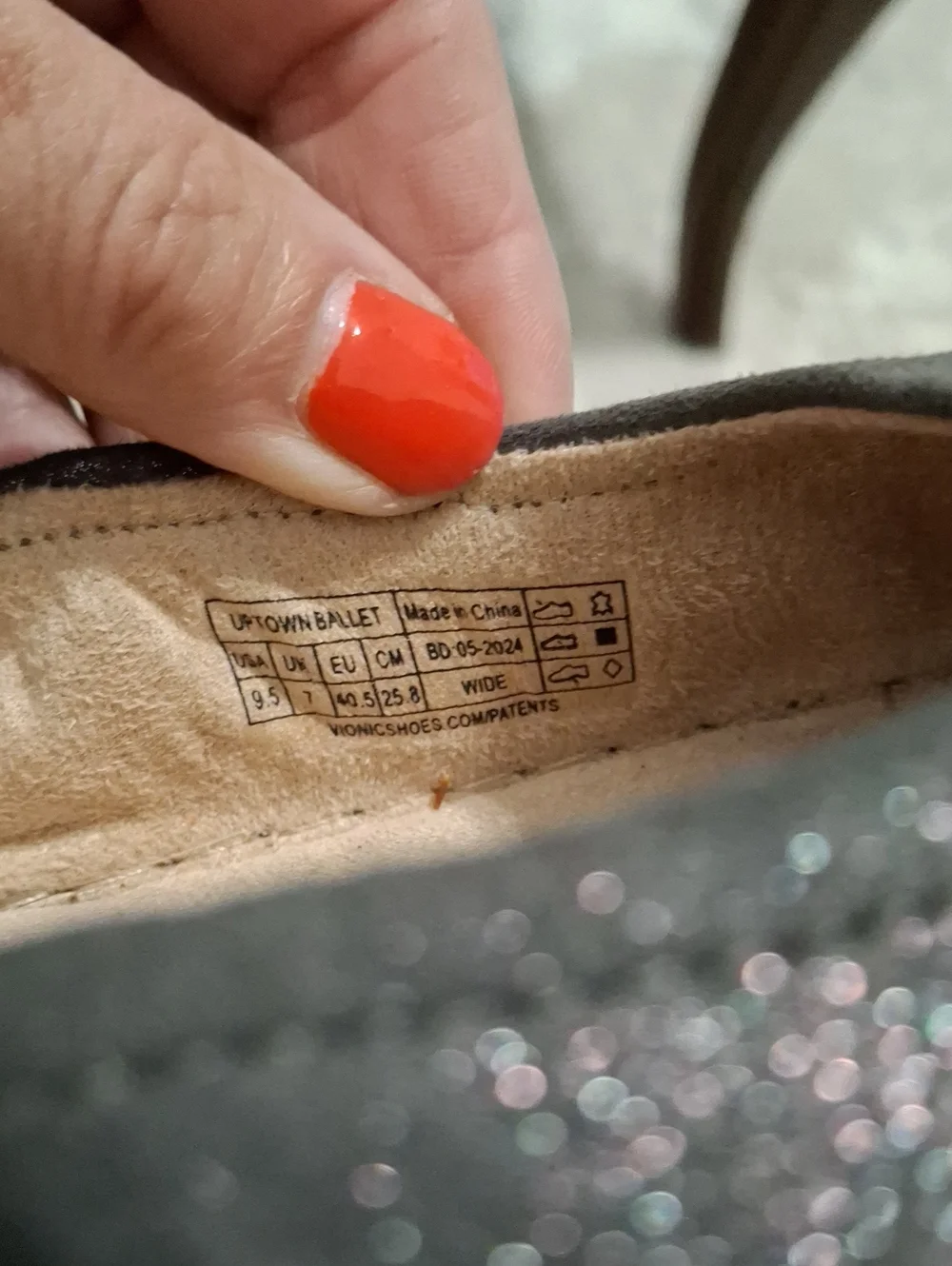Vionic Uptown Ballet Flat Slip On Loafer Sneaker Polluted Silver Leather Sz 9.5